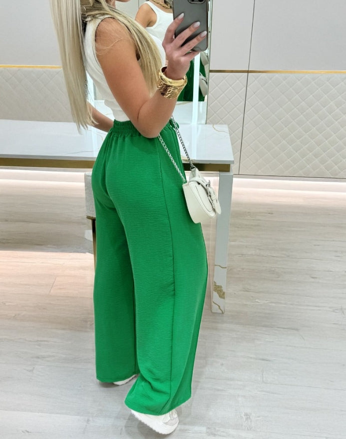 Women's Urban Trousers 2024 Autumn Winter Latest Criss Cross Buckled Decor High Waist Skinny Pants Solid Color Legging Pants