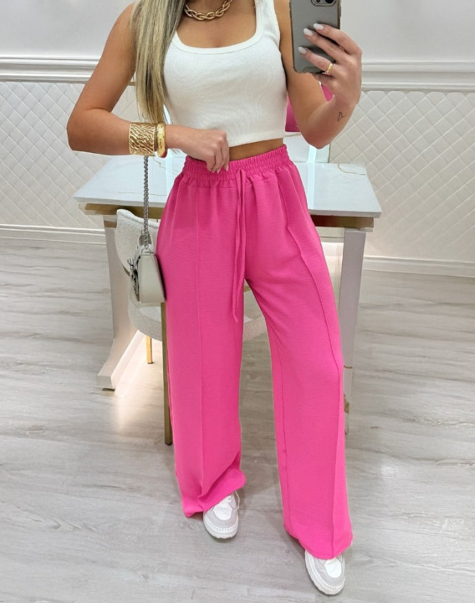 Women's Urban Trousers 2024 Autumn Winter Latest Criss Cross Buckled Decor High Waist Skinny Pants Solid Color Legging Pants