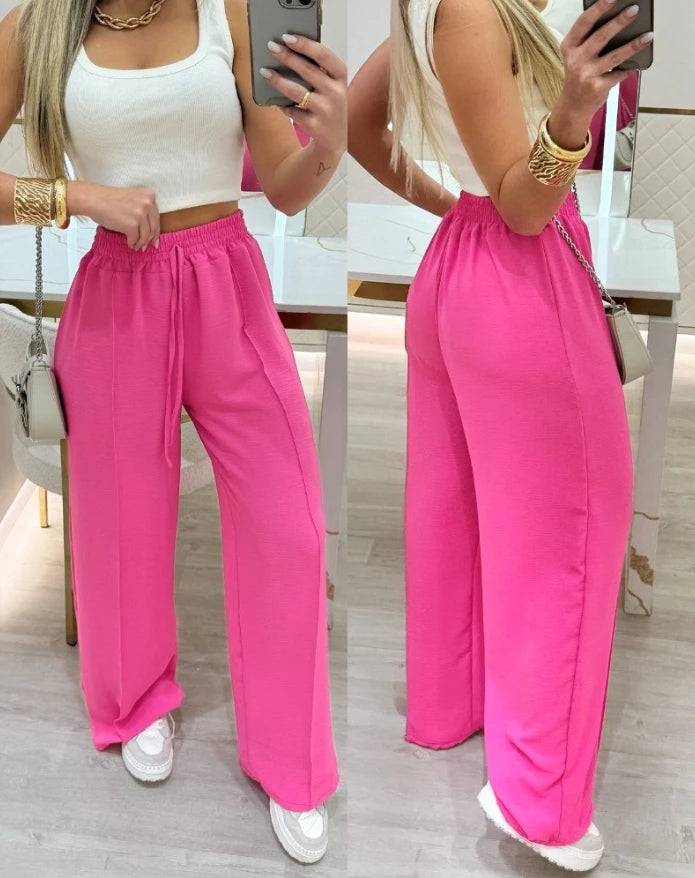 Women's Urban Trousers 2024 Autumn Winter Latest Criss Cross Buckled Decor High Waist Skinny Pants Solid Color Legging Pants