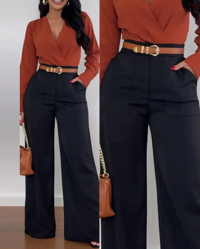 Women's Urban Trousers 2024 Autumn Winter Latest Criss Cross Buckled Decor High Waist Skinny Pants Solid Color Legging Pants