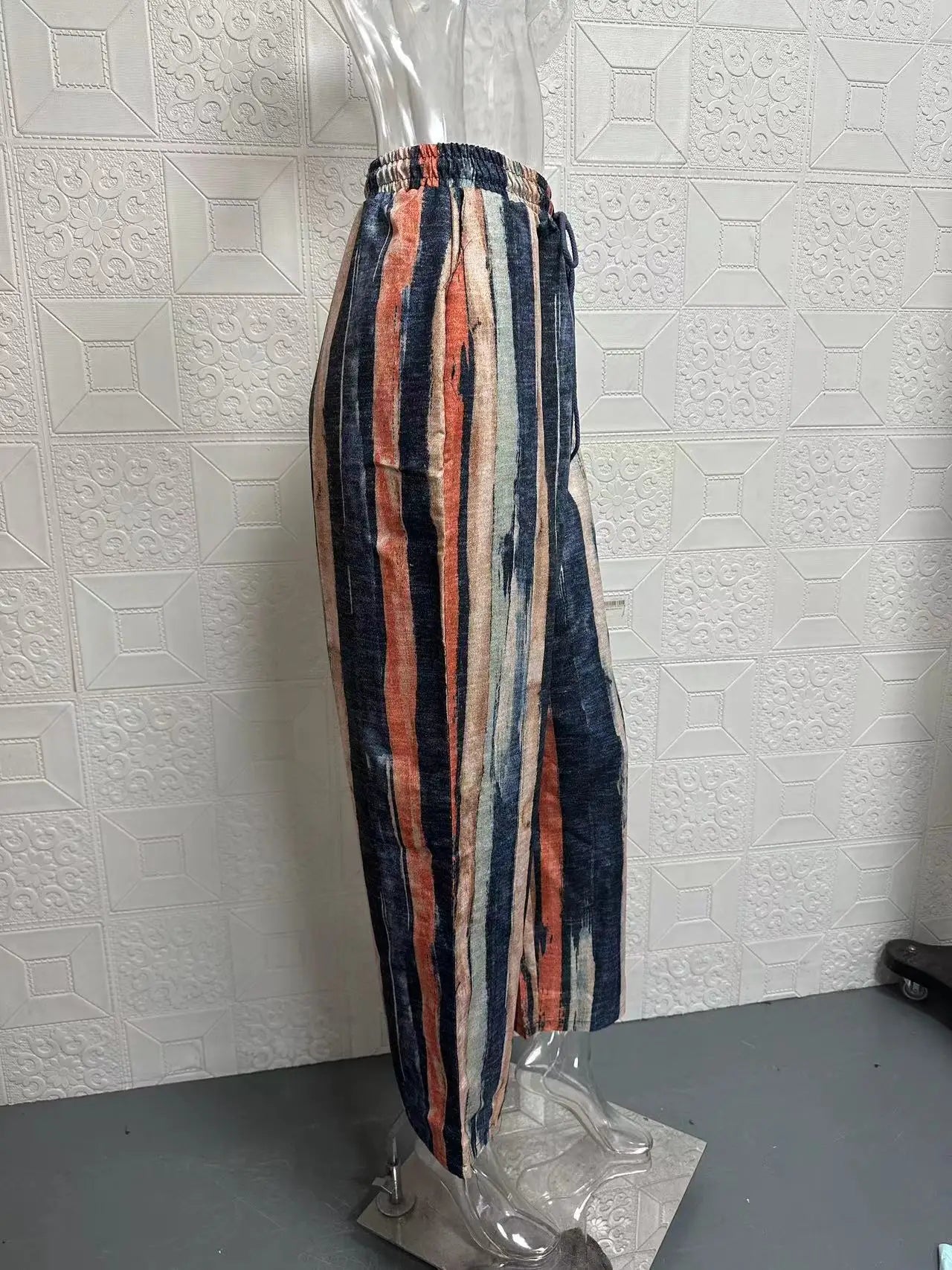 Straight Pants Women Drawstring Lace Up Elastic Waist Pockets Slacks 2025 Female Casual Streetwear Basics Ankle Length Trousers